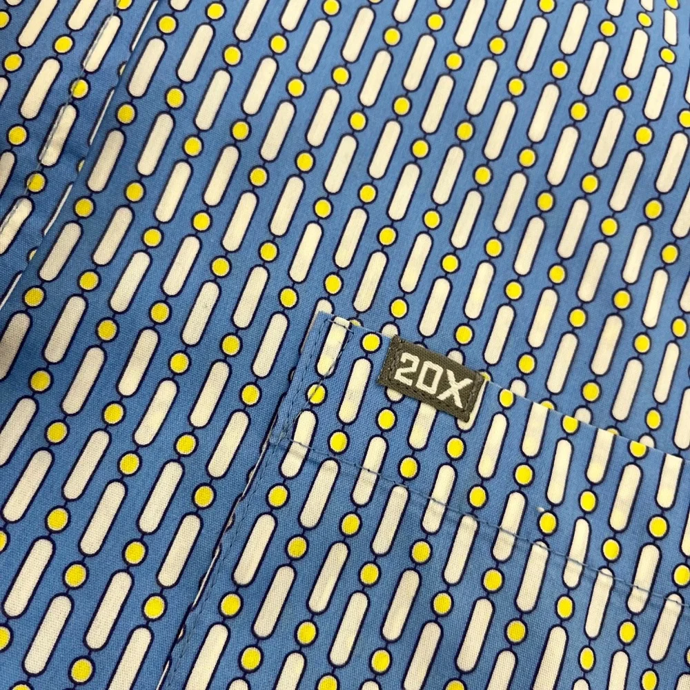 Wrangler 20X Competition Mens Size XL Button Down Shirt Blue Geometric Print - Picture 3 of 10